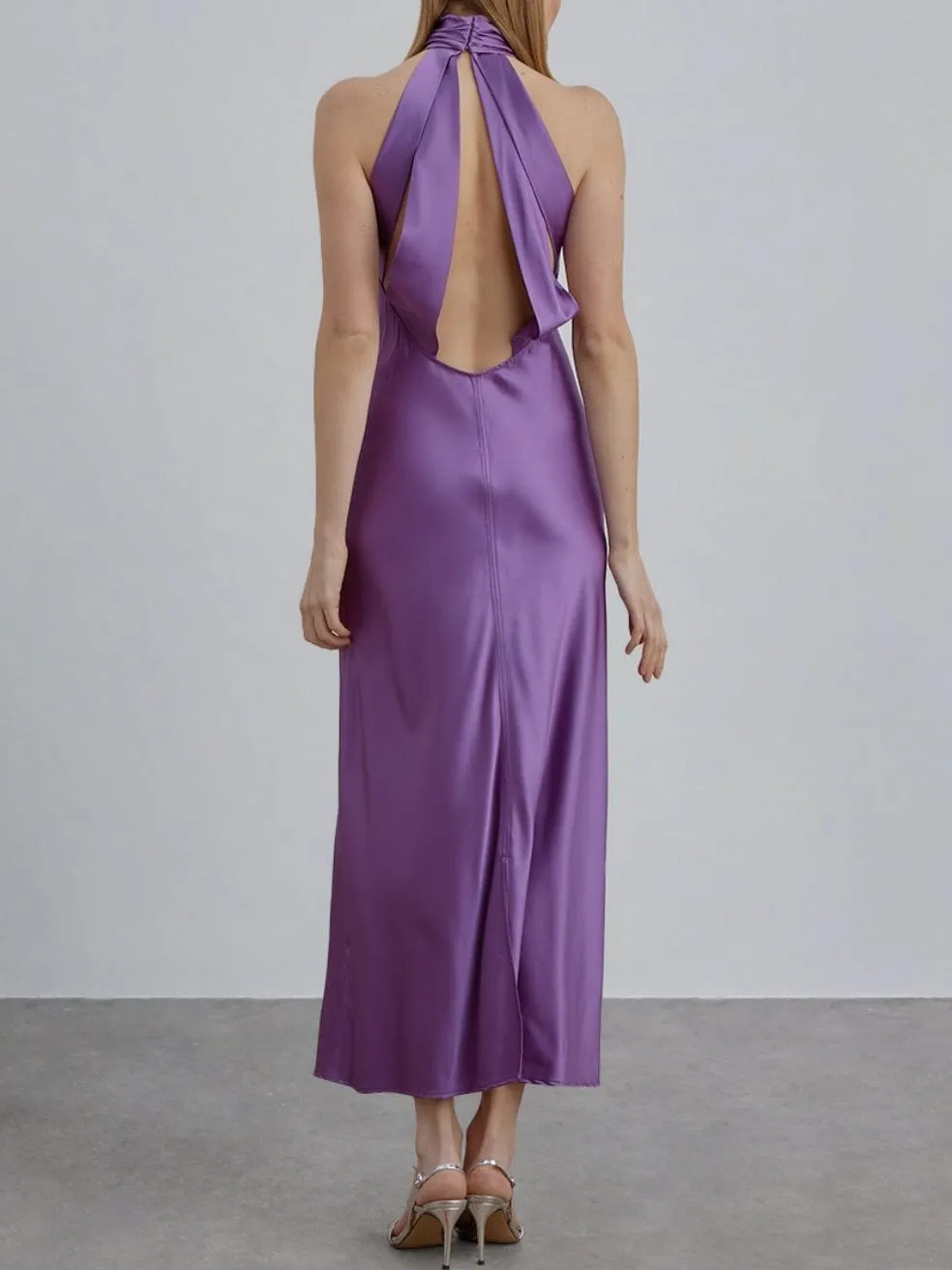 Halter Cocktail Silk Maxi Dress