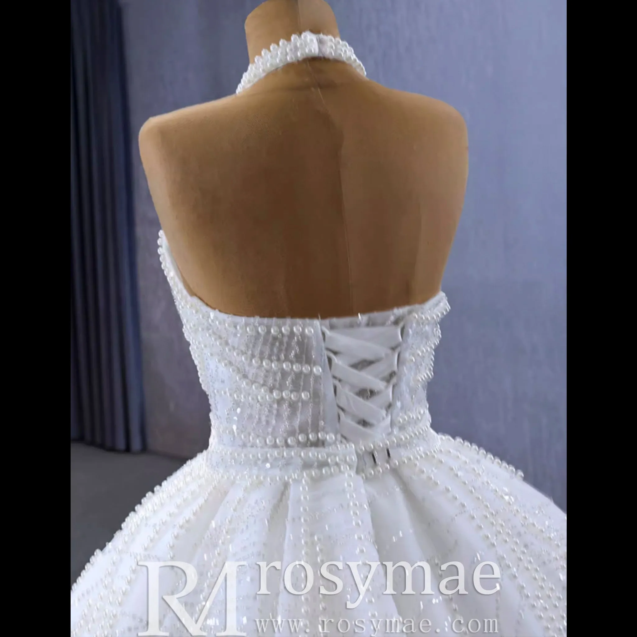 Handmade Puffy Ball Gown Sequins Wedding Dress with Detachable Skirt
