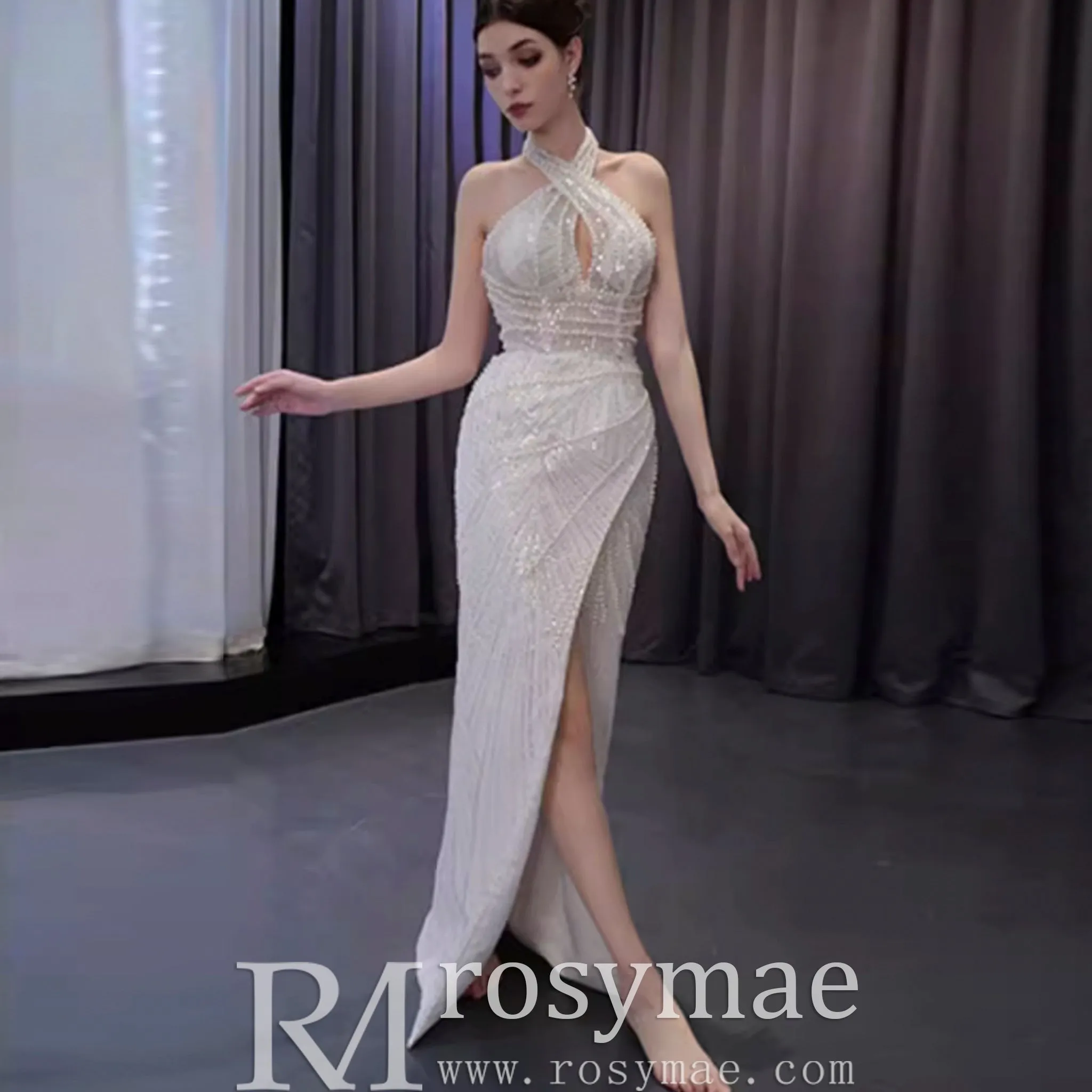 Handmade Puffy Ball Gown Sequins Wedding Dress with Detachable Skirt