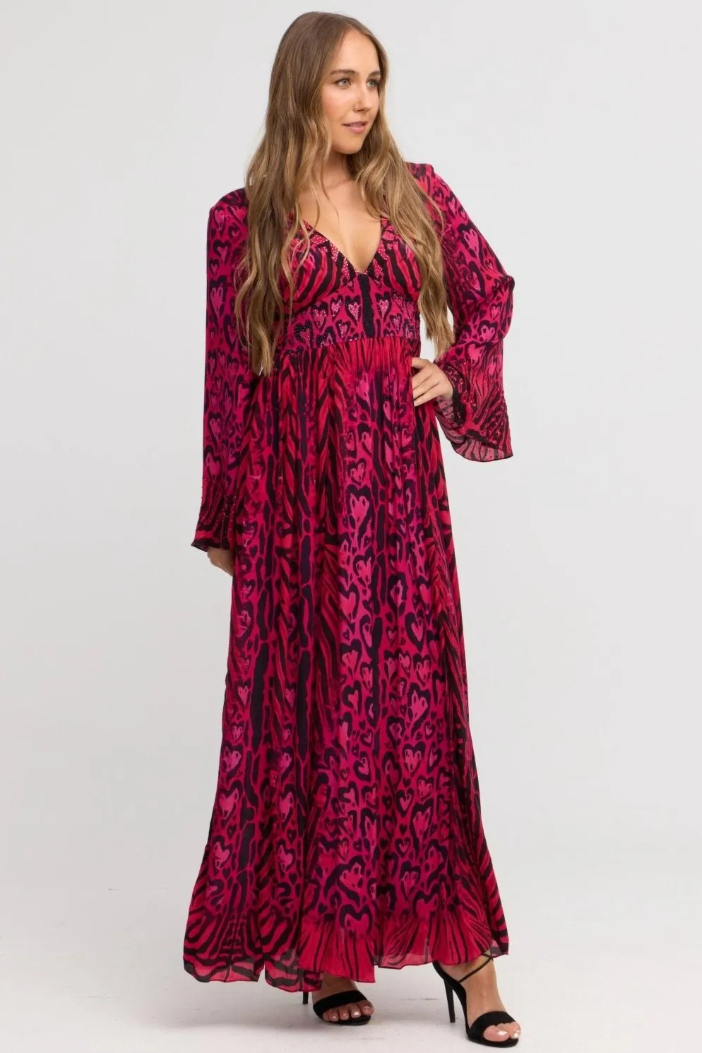 Hearts Forever Maxi w Flare Sleeves