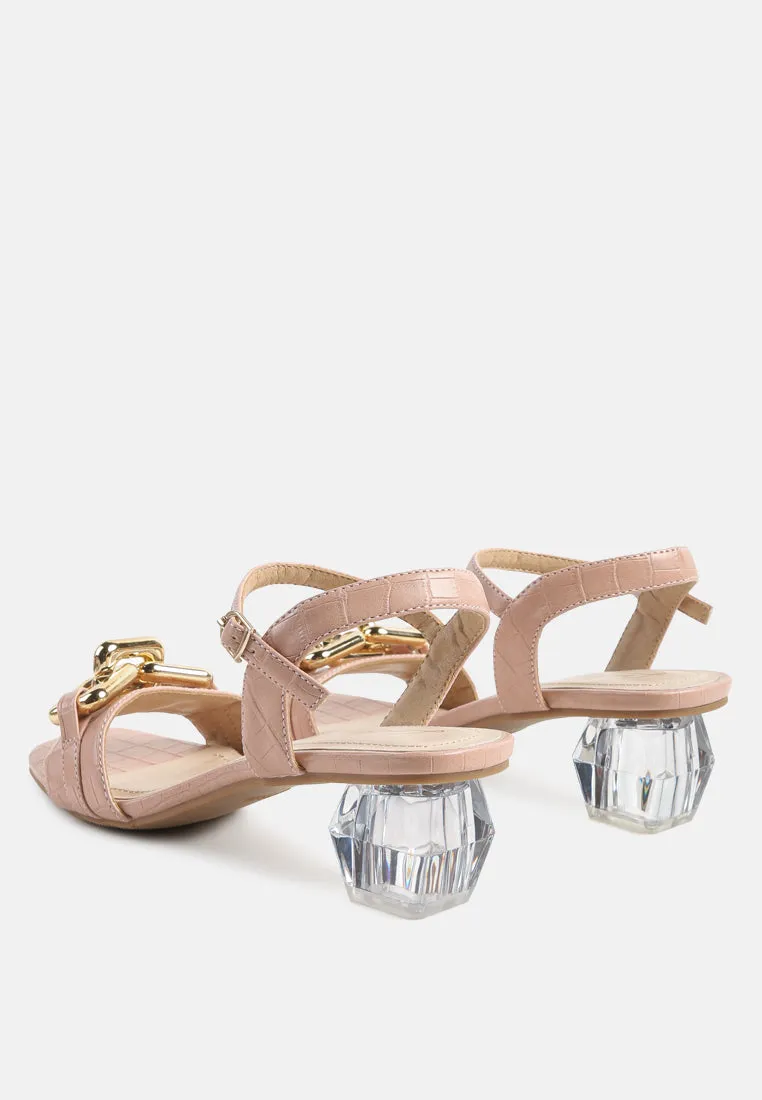 Icicle Clear Low Heel Metal Chain Sandals By Ruw
