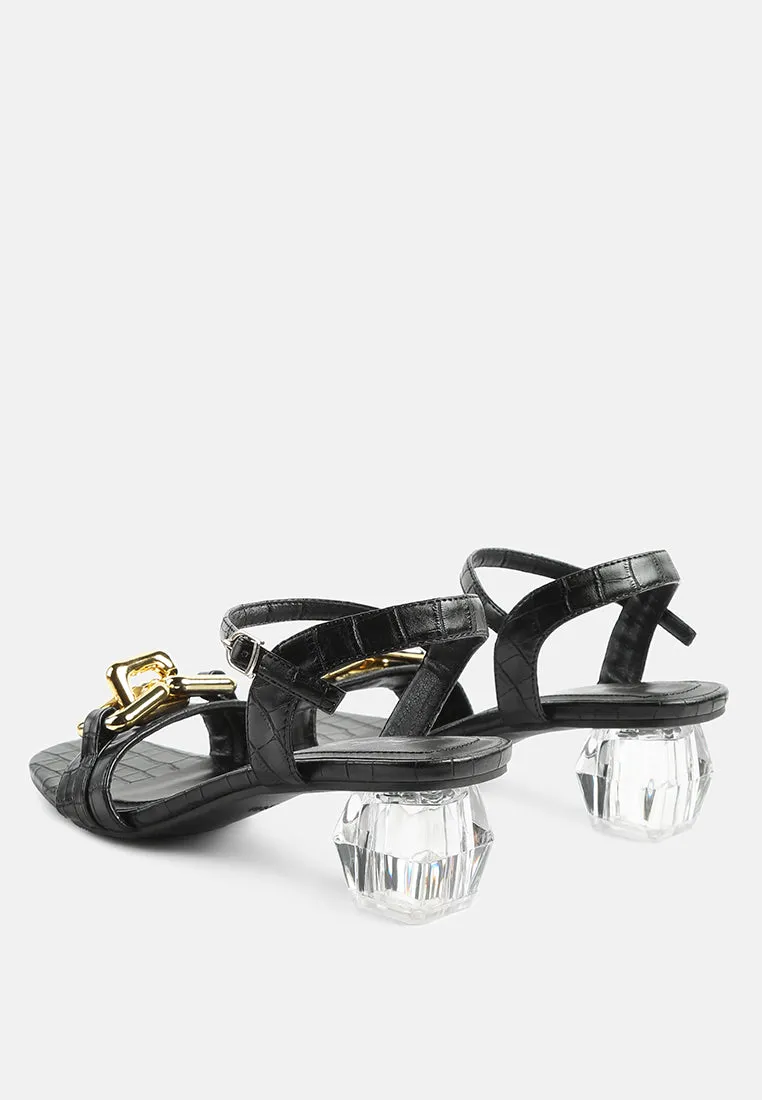 Icicle Clear Low Heel Metal Chain Sandals By Ruw