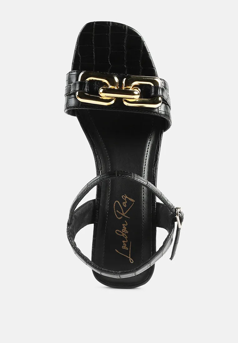 Icicle Clear Low Heel Metal Chain Sandals By Ruw
