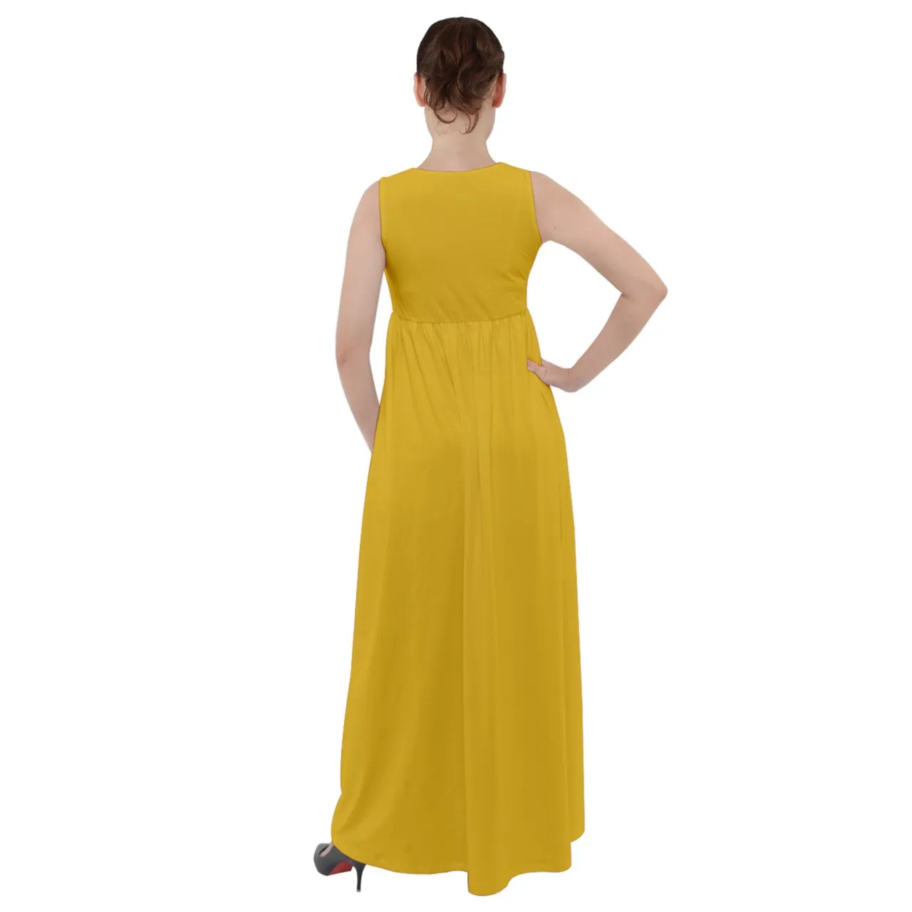 Indigo Gold Empire Waist Velour Maxi Underdress