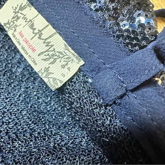 Intimately Free People Time to Shine Navy Blue Sequin Slip Dress Size Sm…
