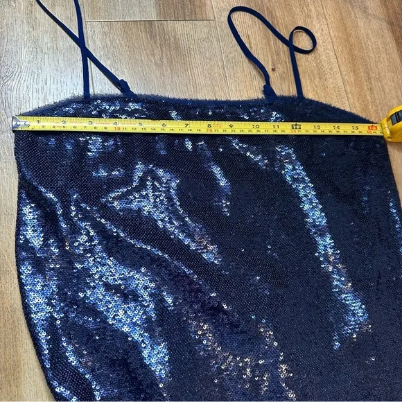 Intimately Free People Time to Shine Navy Blue Sequin Slip Dress Size Sm…