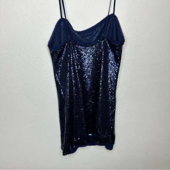 Intimately Free People Time to Shine Navy Blue Sequin Slip Dress Size Sm…