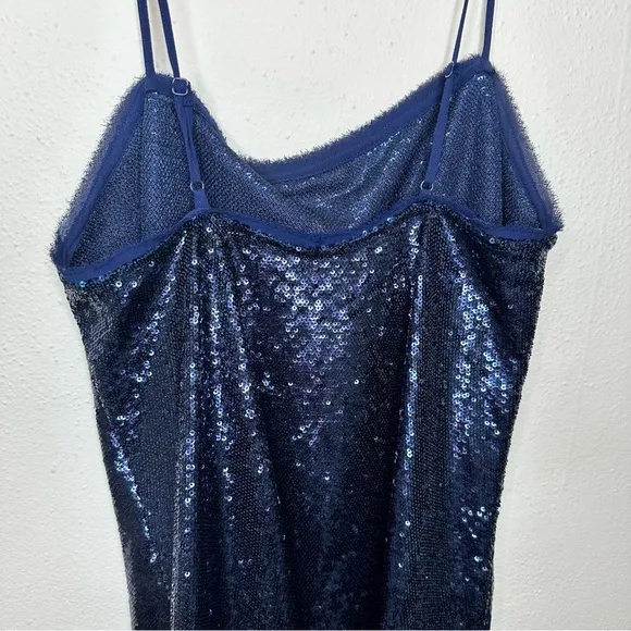 Intimately Free People Time to Shine Navy Blue Sequin Slip Dress Size Sm…