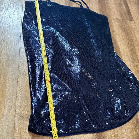 Intimately Free People Time to Shine Navy Blue Sequin Slip Dress Size Sm…