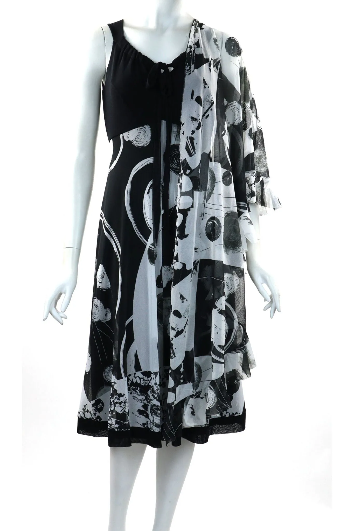 ITA Sleeveless Tied Neckline Knee-high Empire Waist Dress