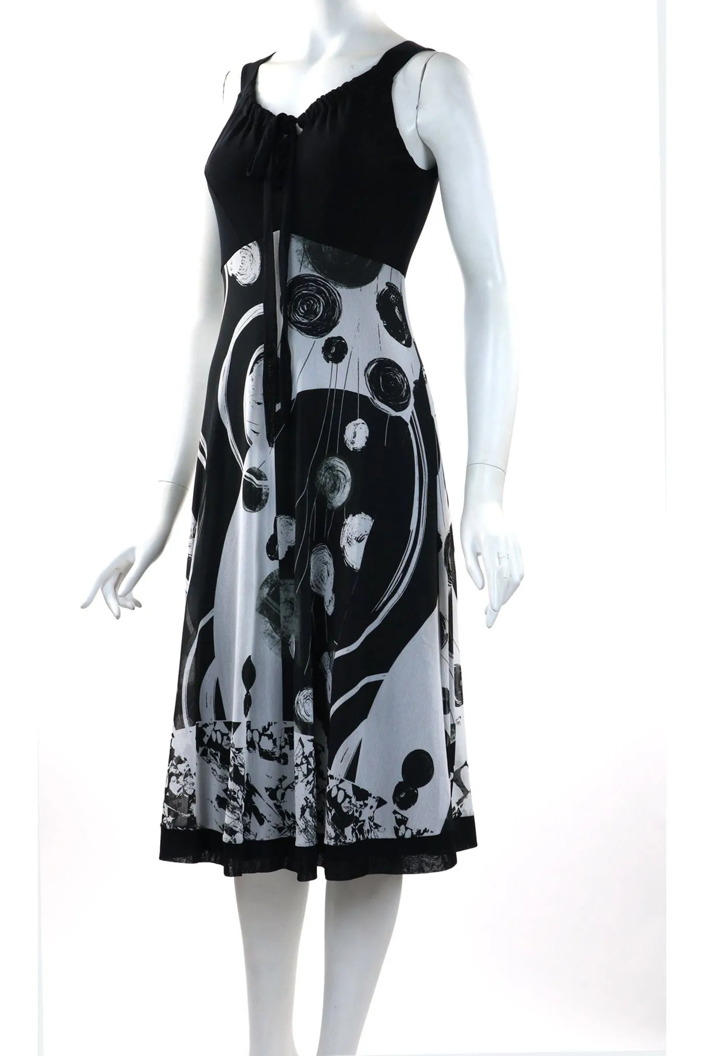 ITA Sleeveless Tied Neckline Knee-high Empire Waist Dress