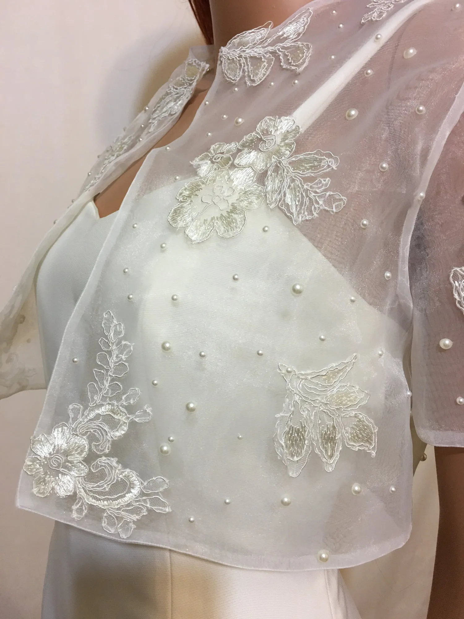 Iva Off-white Organza Handcrafted Bolero Jacket