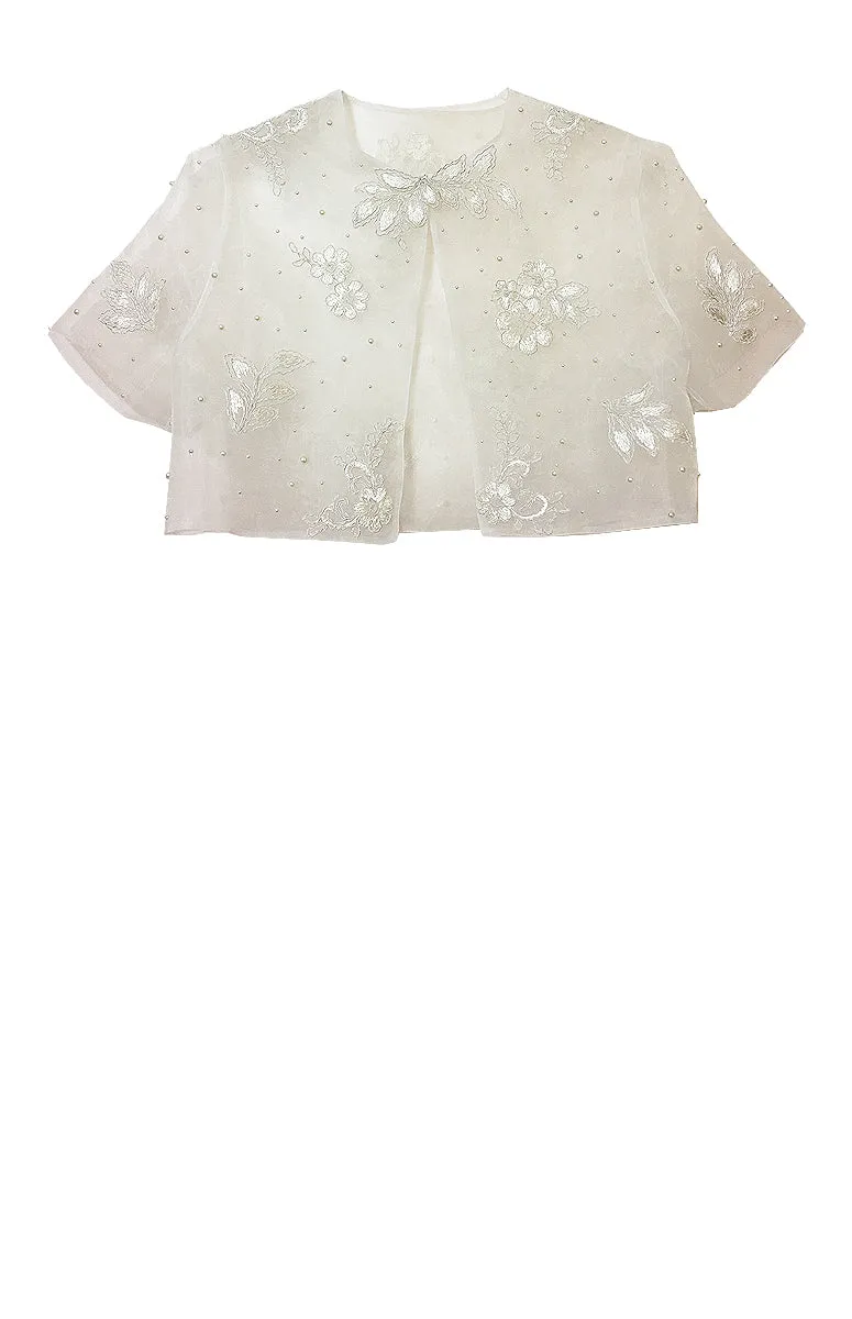 Iva Off-white Organza Handcrafted Bolero Jacket