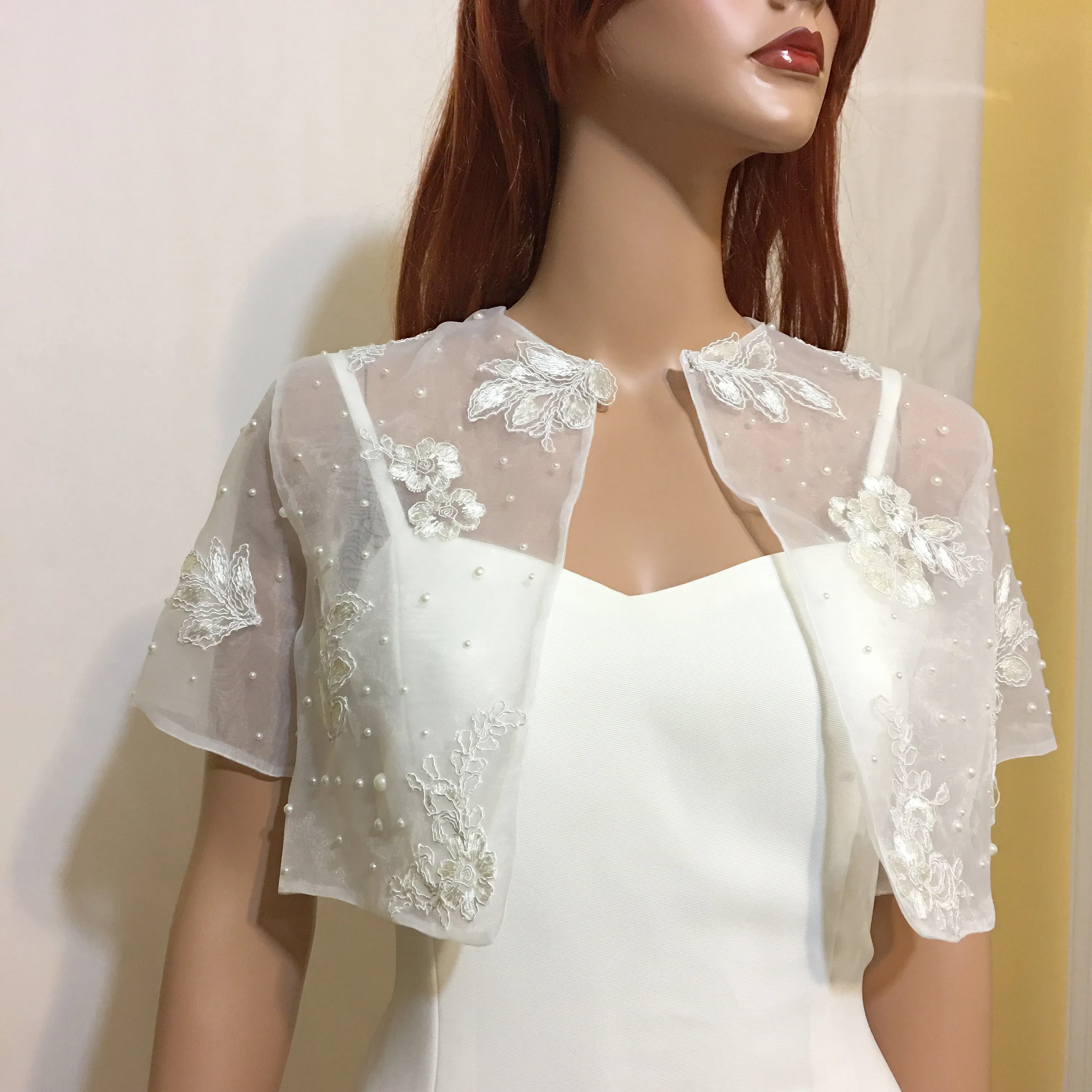 Iva Off-white Organza Handcrafted Bolero Jacket