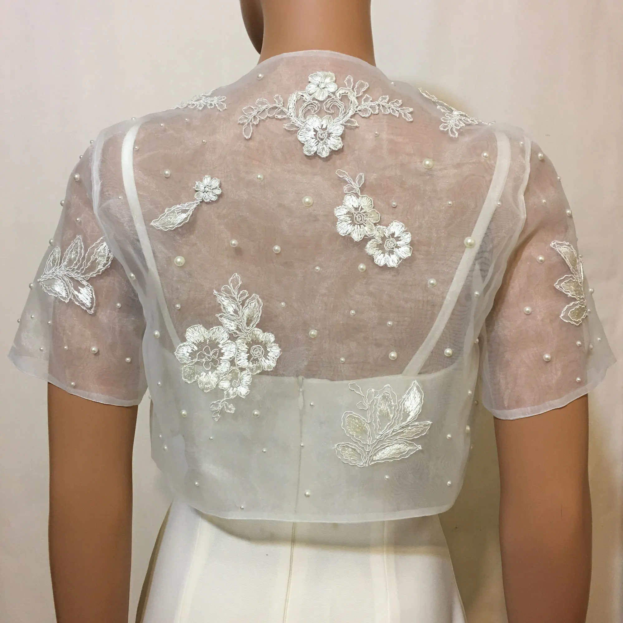 Iva Off-white Organza Handcrafted Bolero Jacket