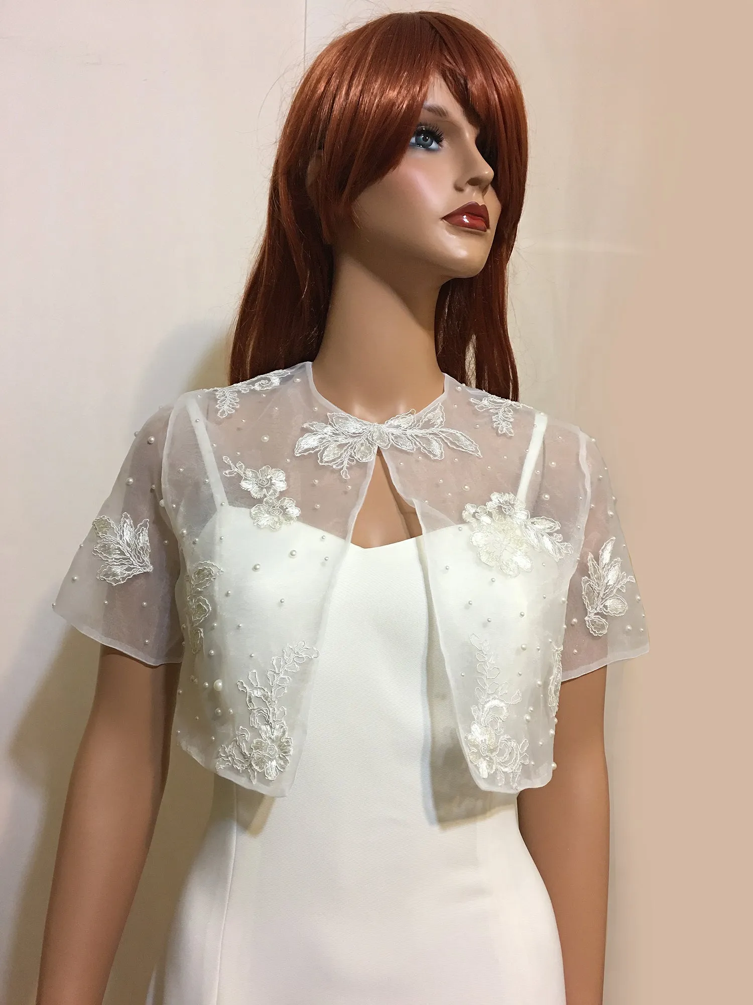 Iva Off-white Organza Handcrafted Bolero Jacket