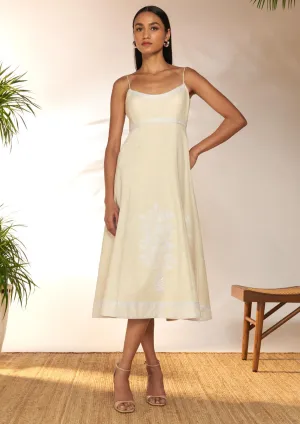 Ivory embroidered backless dress