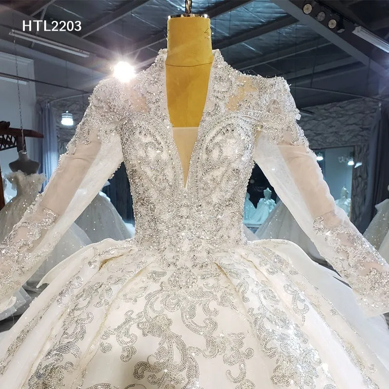 Jancember HTL2203 Princess Women Fashion Long Luxury Wedding Dresses With Sleeves