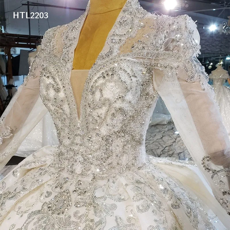 Jancember HTL2203 Princess Women Fashion Long Luxury Wedding Dresses With Sleeves