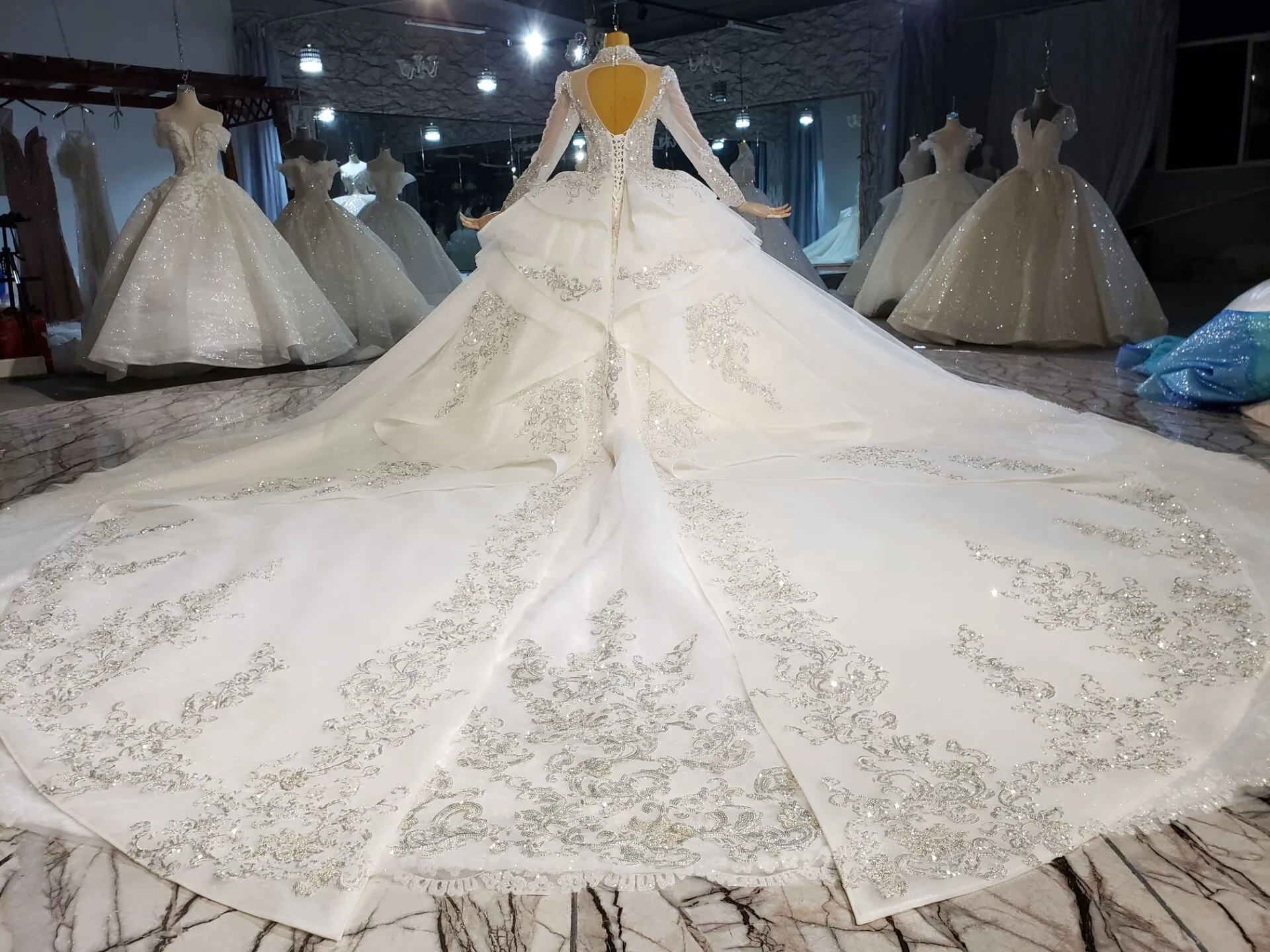 Jancember HTL2203 Princess Women Fashion Long Luxury Wedding Dresses With Sleeves