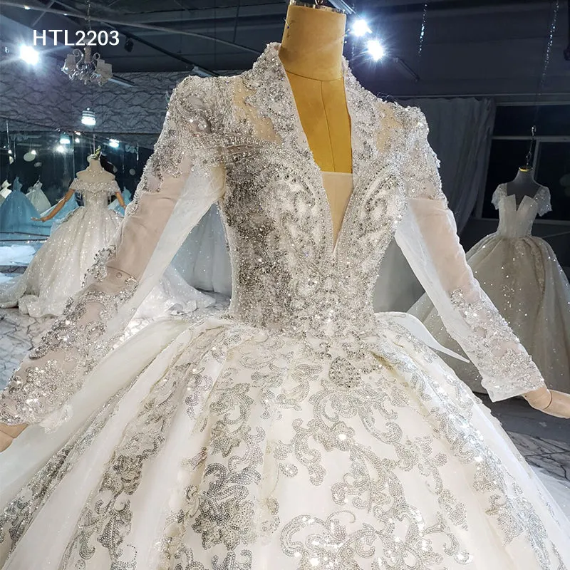 Jancember HTL2203 Princess Women Fashion Long Luxury Wedding Dresses With Sleeves