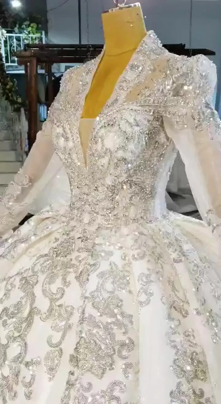 Jancember HTL2203 Princess Women Fashion Long Luxury Wedding Dresses With Sleeves