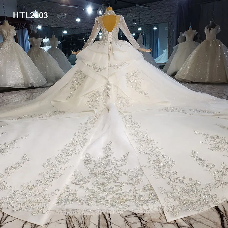 Jancember HTL2203 Princess Women Fashion Long Luxury Wedding Dresses With Sleeves
