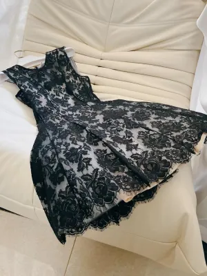 JazzHer Cute A line Black Short Lace Homecoming Dresses Cocktail Dress (PRE-ORDER)