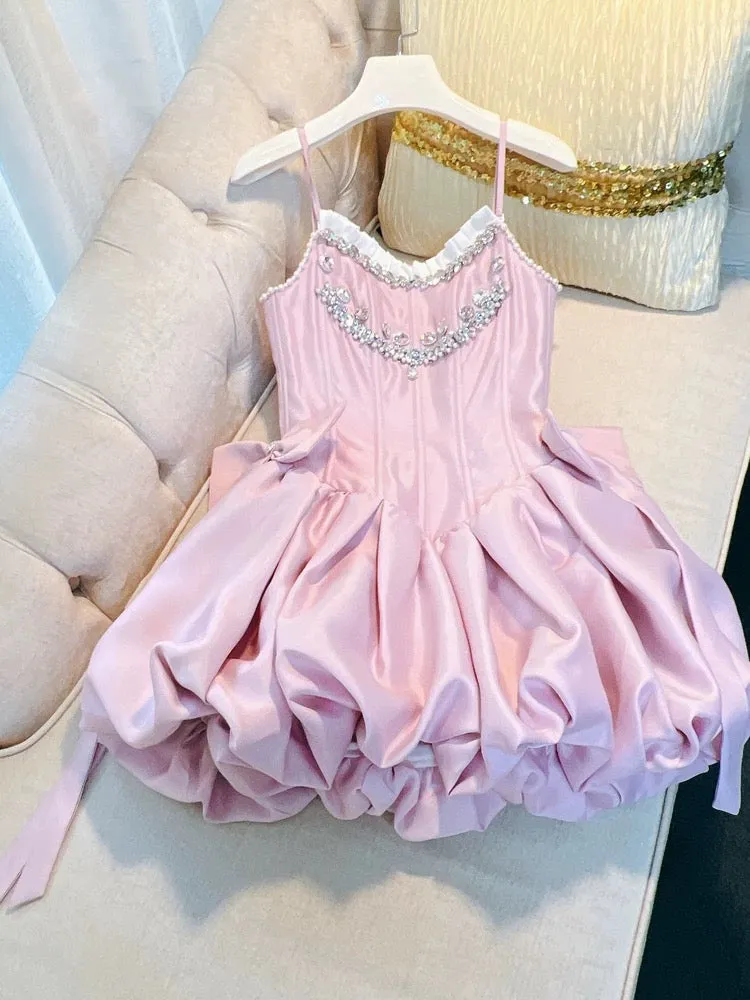 JazzHer Cute A line Spaghetti Straps Short Pink Homecoming Dresses Cocktail Dress (PRE-ORDER)