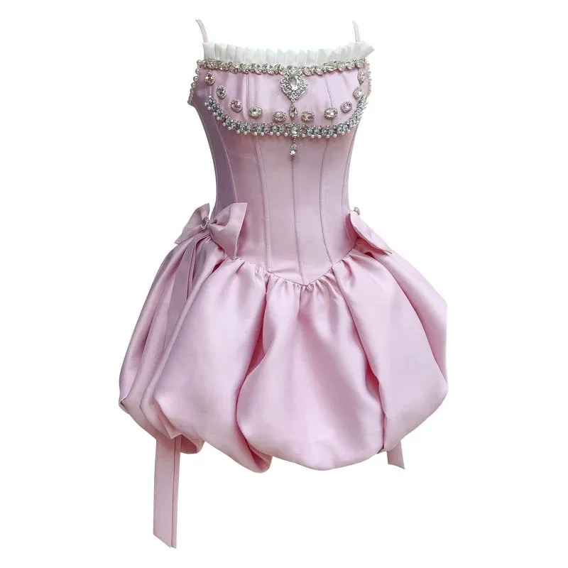 JazzHer Cute A line Spaghetti Straps Short Pink Homecoming Dresses Cocktail Dress (PRE-ORDER)