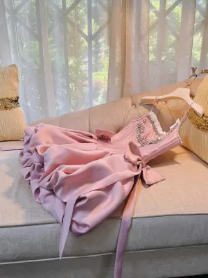 JazzHer Cute A line Spaghetti Straps Short Pink Homecoming Dresses Cocktail Dress (PRE-ORDER)