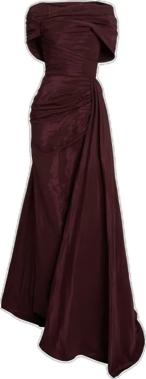 JazzHer Elegant Mermaid Off The Shoulder Short Sleeves Burgundy Fold Prom Dresses Long Evening Dress (PRE-ORDER)