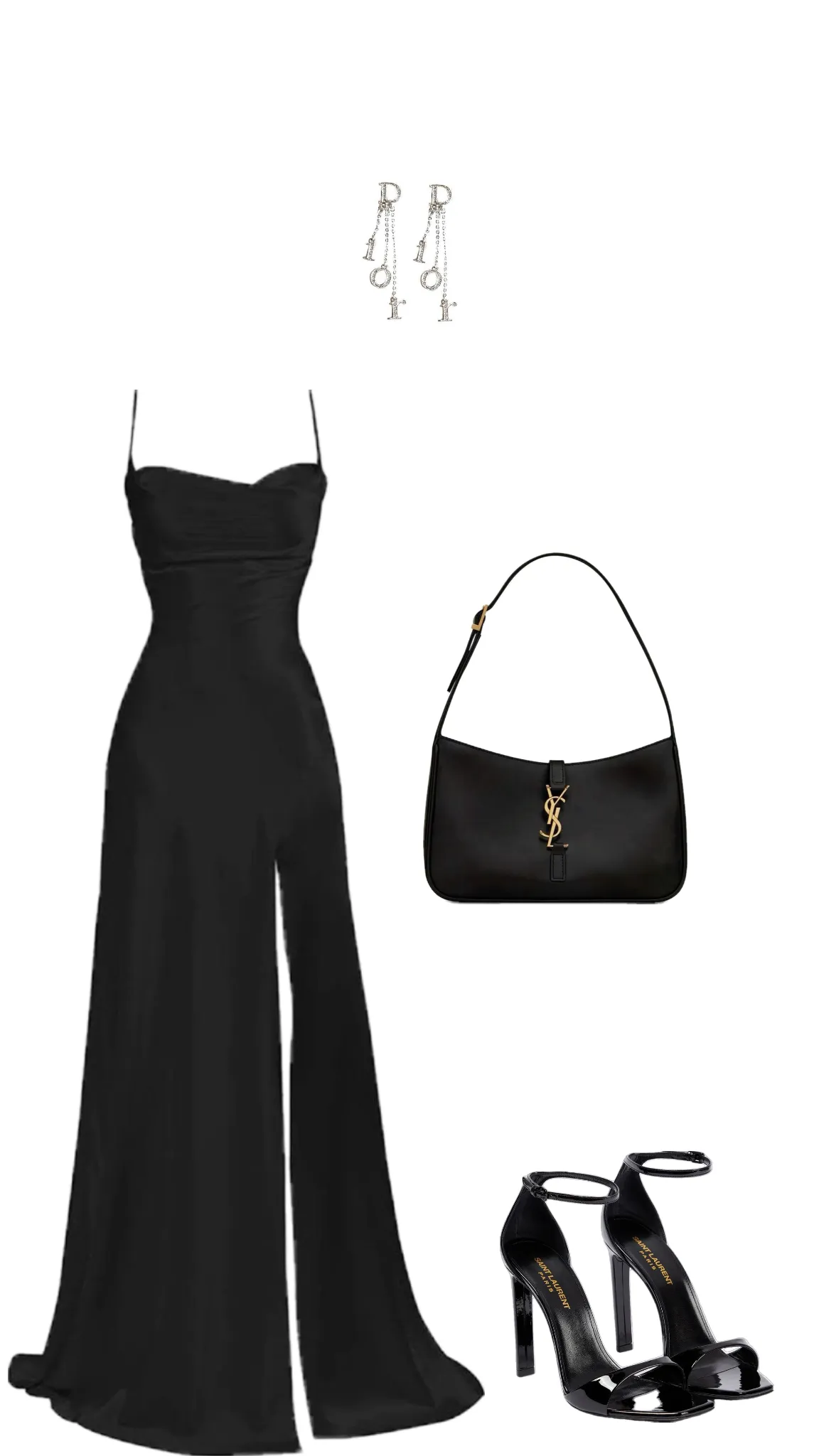 JazzHer Elegant Mermaid Spaghetti Straps Black Slit Long Prom Dresses Party Dress (PRE-ORDER)