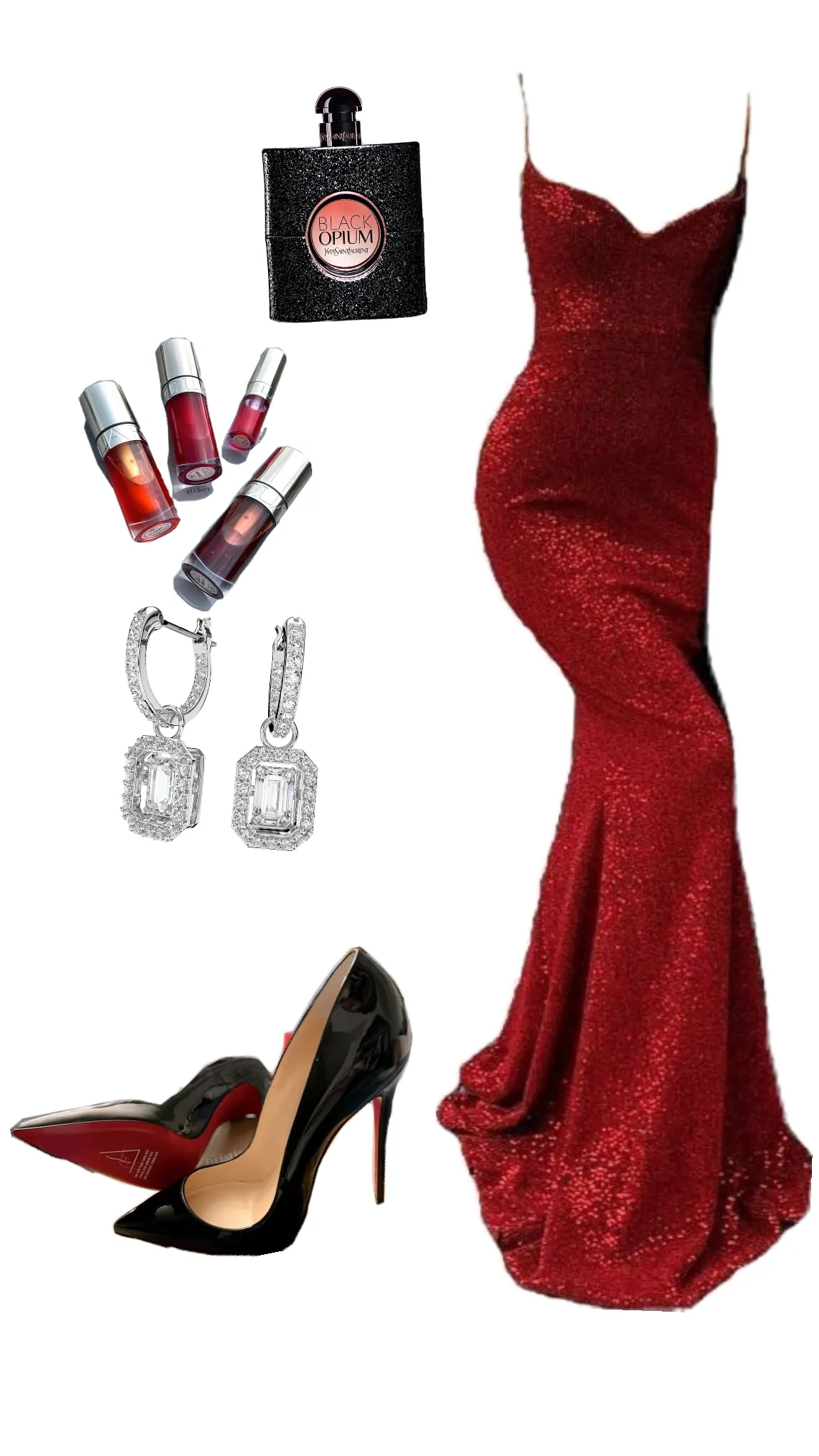 JazzHer Elegant Mermaid Spaghetti Straps Burgundy Sequin Long Prom Dresses Party Dress (PRE-ORDER)