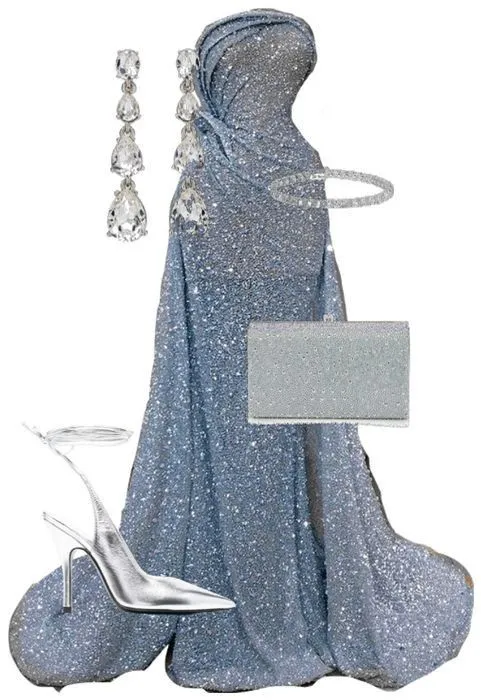 JazzHer Elegant Mermaid Strapless Sequin Light Sky Blue Long Prom Dresses Evening Dress (PRE-ORDER)