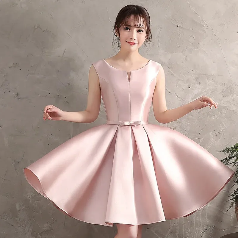 JazzHer Pink Satin Mini Cocktail Dress