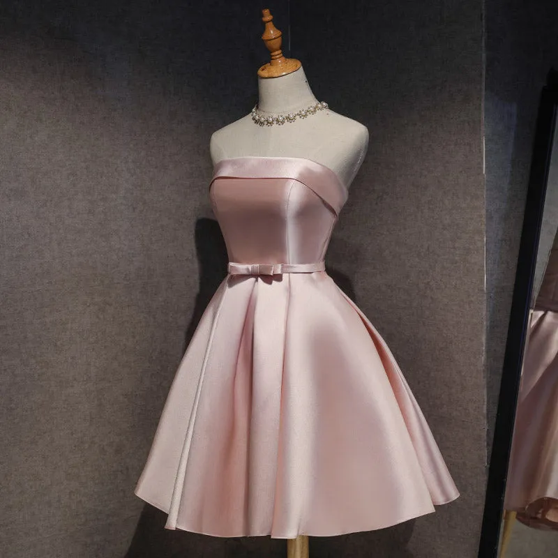 JazzHer Pink Satin Mini Cocktail Dress