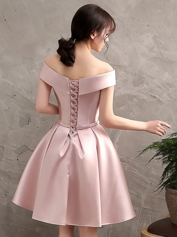 JazzHer Pink Satin Mini Cocktail Dress