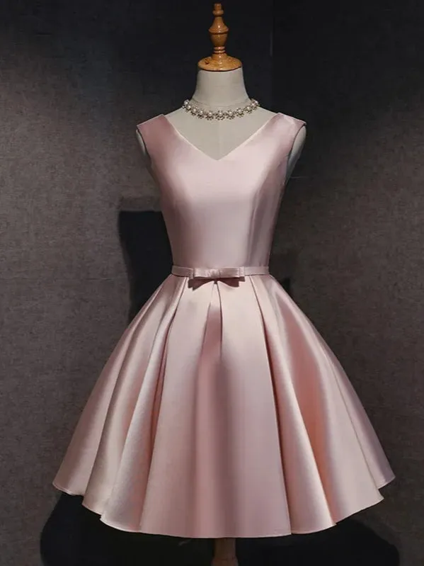JazzHer Pink Satin Mini Cocktail Dress