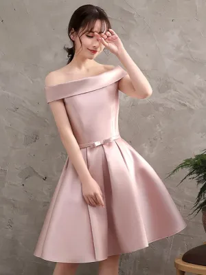 JazzHer Pink Satin Mini Cocktail Dress