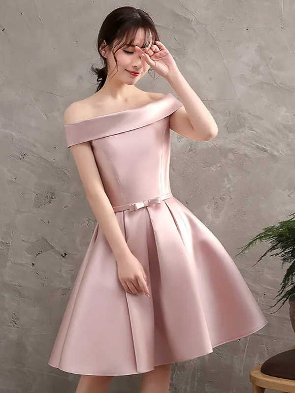 JazzHer Pink Satin Mini Cocktail Dress