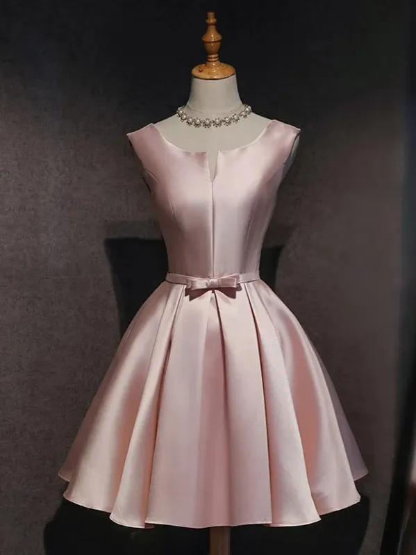 JazzHer Pink Satin Mini Cocktail Dress