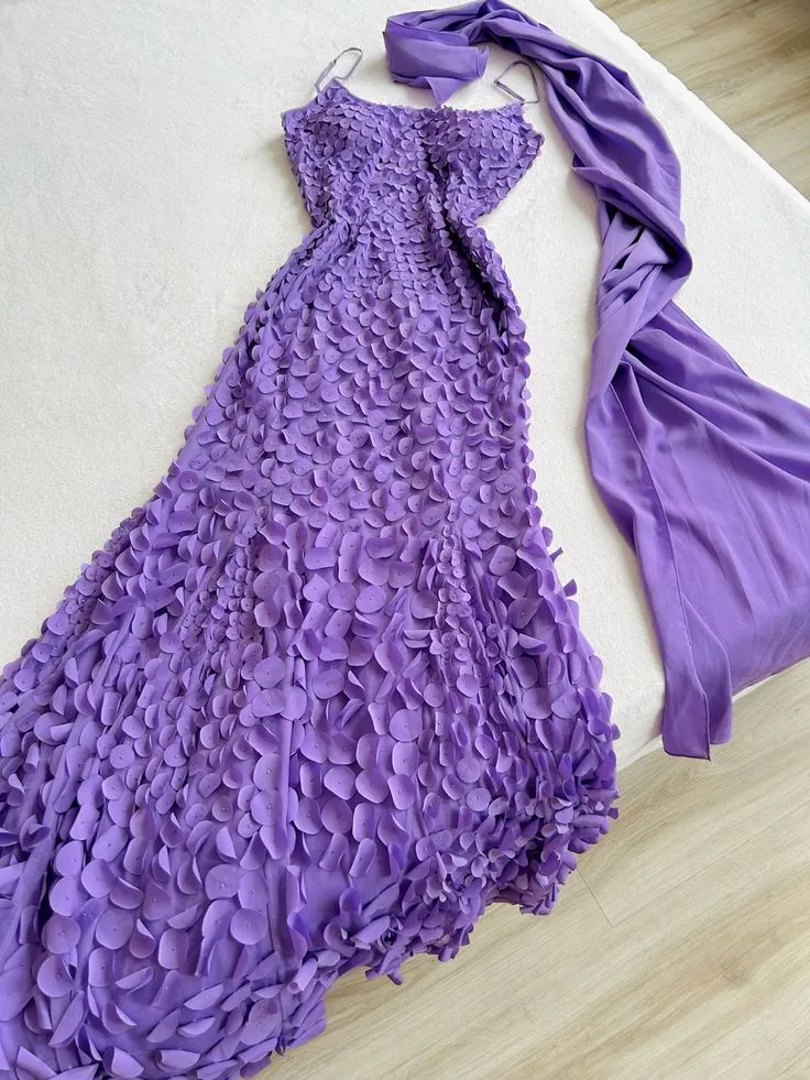 JazzHer Pretty Mermaid Spaghetti Straps Lilac Long Prom Dress Evening Dresses (PRE-ORDER)