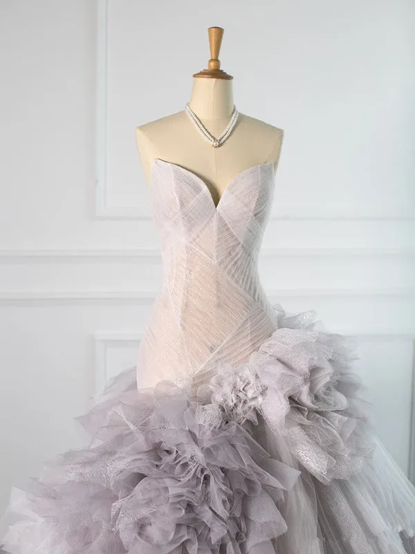 JazzHer Pretty Mermaid Strapless Lilac Tulle Long Prom Dresses Party Gown Evening Dress (PRE-ORDER)