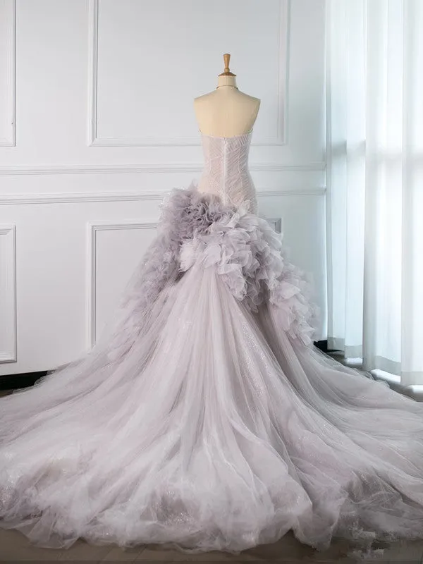 JazzHer Pretty Mermaid Strapless Lilac Tulle Long Prom Dresses Party Gown Evening Dress (PRE-ORDER)