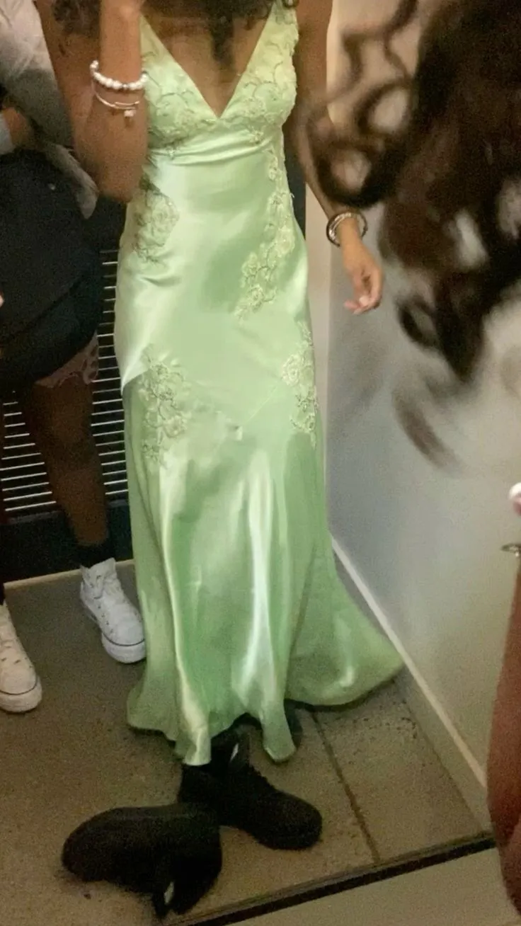 JazzHer Pretty Mermaid Straps Mint Green Silk Satin Long Prom Dress Evening Dresses (PRE-ORDER)