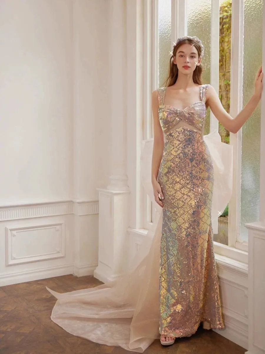JazzHer Pretty Mermaid Sweetheart Sequin Long Evening Dress Prom Dresses Birthday Outfits (PRE-ORDER)
