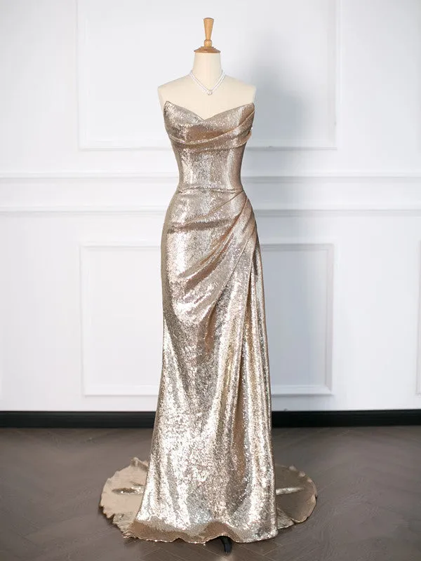 JazzHer Pretty Mermaid Sweetheart Sequin Long Prom Dresses Party Evening Dress (PRE-ORDER)