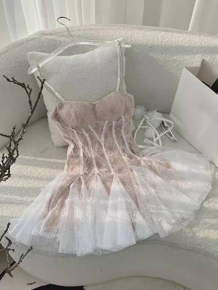 JazzHer Simple A Line Straps Lace Short Birthday Dress Champagne Homecoming Dresses (PRE-ORDER)