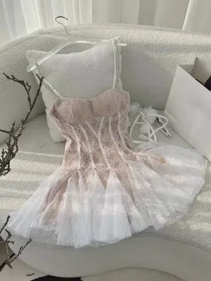 JazzHer Simple A Line Straps Lace Short Birthday Dress Champagne Homecoming Dresses (PRE-ORDER)